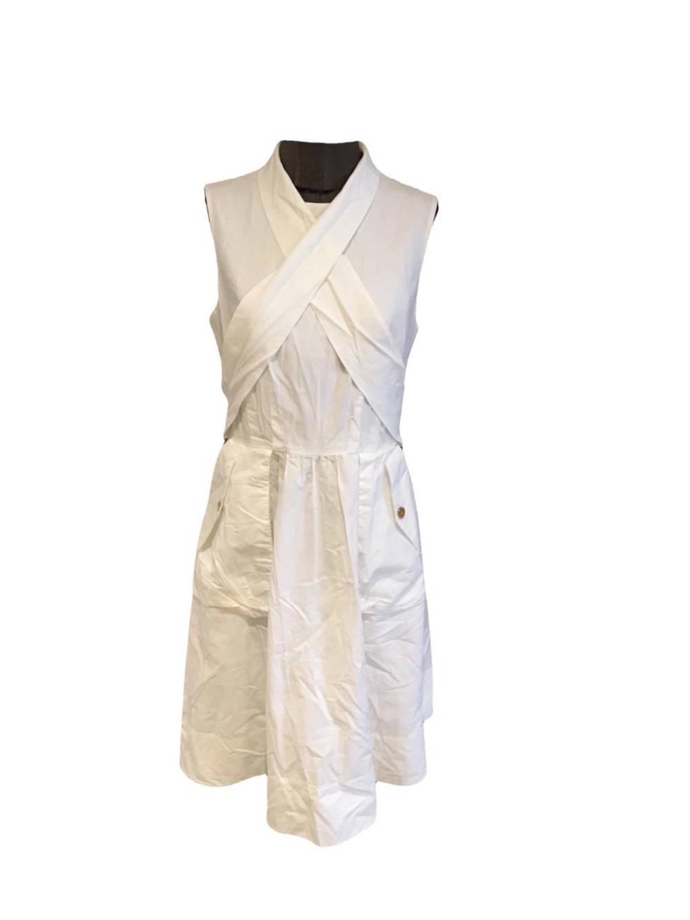 Marc by Marc Jacobs White Sleeveless Wrap-Style Midi Dress